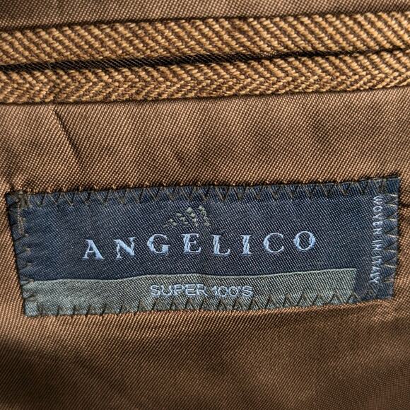 Sartoria Ruggiero 40R Brown Herringbone Wool Blazer Jacket Mens Made in Portugal - Picture 5 of 6